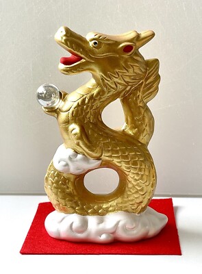  15% RABATT Japan Yakushigama Keramik goldener fliegender Drache mit Kugel Sternzeichen Ornament