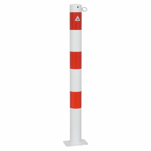 Absperrpfosten 76 Mm Stahlrohr + 1 ÖSe Weiß Rot FüR DüBelbefestigung-image