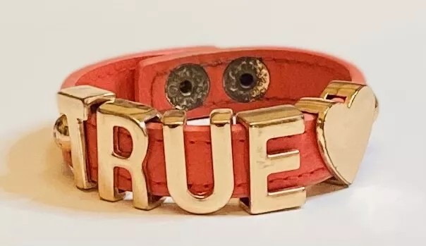 True Love Red Faux Leather Bracelet 3 4 Gold Metal Slide Letters BCB Generation