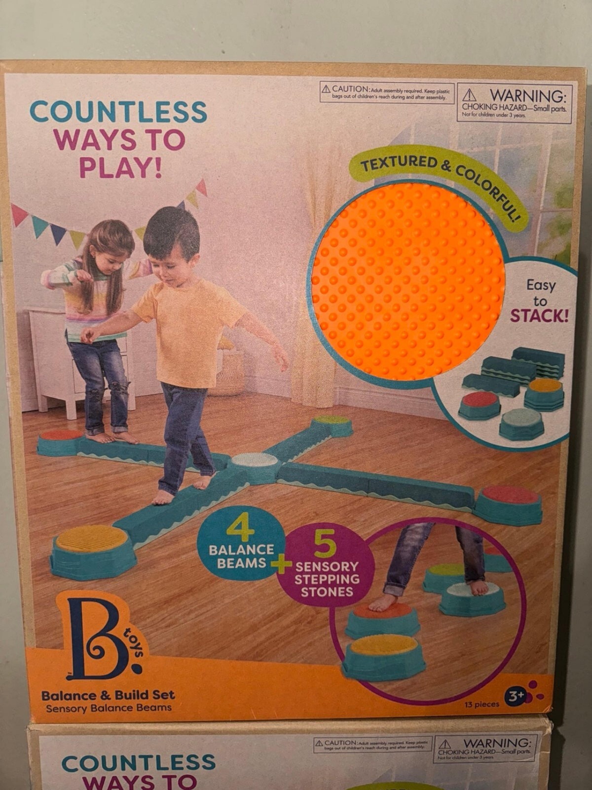 B. toys – Balance Beam for Kids – Interlocking Balancing Beams – 5 Sensory Pads 
