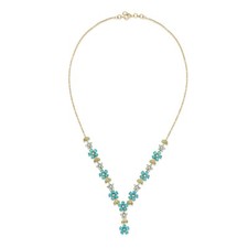 Natural Turquoise Blue Topaz Peridot 925 Silver Gold Plated Necklace Jewelry NEW