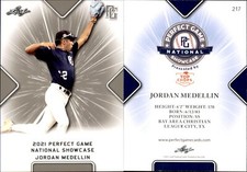 JORDAN MEDELLIN 2021 LEAF PERFECT GAME NATIONAL SHOWCASE ROOKIE CARD #217