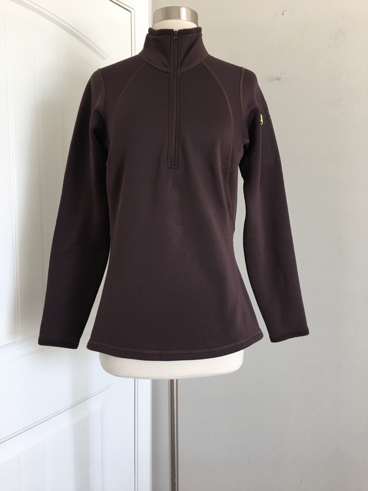 ARC'TERYX POLARTEC MARRONE 1 4 ZIP PILE FODERATO PULLOVER GIACCA TAGLIA DONNA M