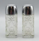 Vintage Anchor Hocking Glass Star of David Prescut Salt & Pepper Shaker Set