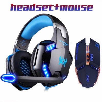 Conjunto Combo Set De Mouse Y Audifonos Gaming Gamer Para Videojuegos Con Luces
