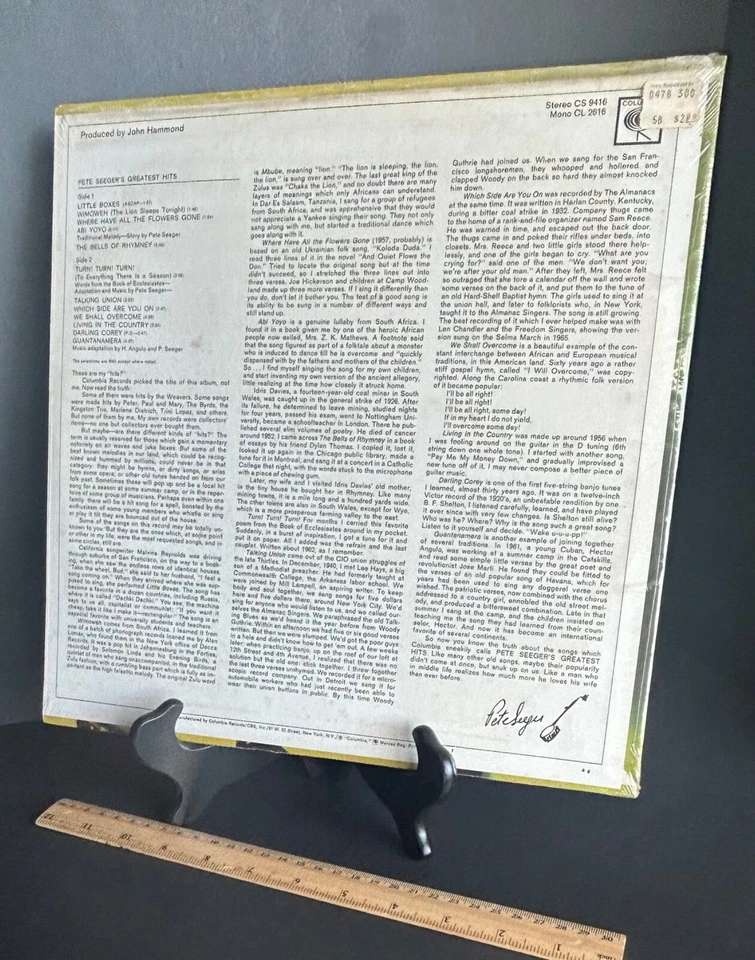 RARE Vintage 1967 Sealed Pete Seeger Greatest Hits Columbia CS 9416 Folk Music Foto 2 de 4