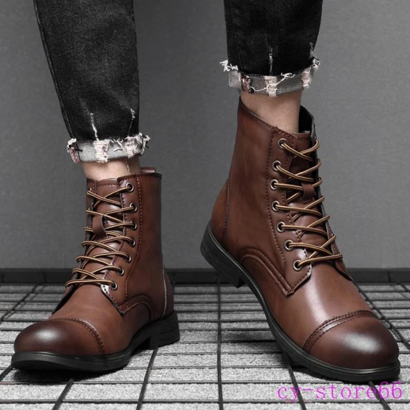 Men Ankle Boots Lace Up Round Toe Soft Clubwear Retro Low Top