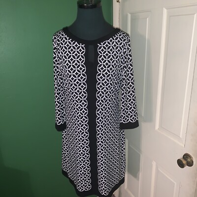 White Hose Black Market Geometric Dress Sz Small Black/White | eBay