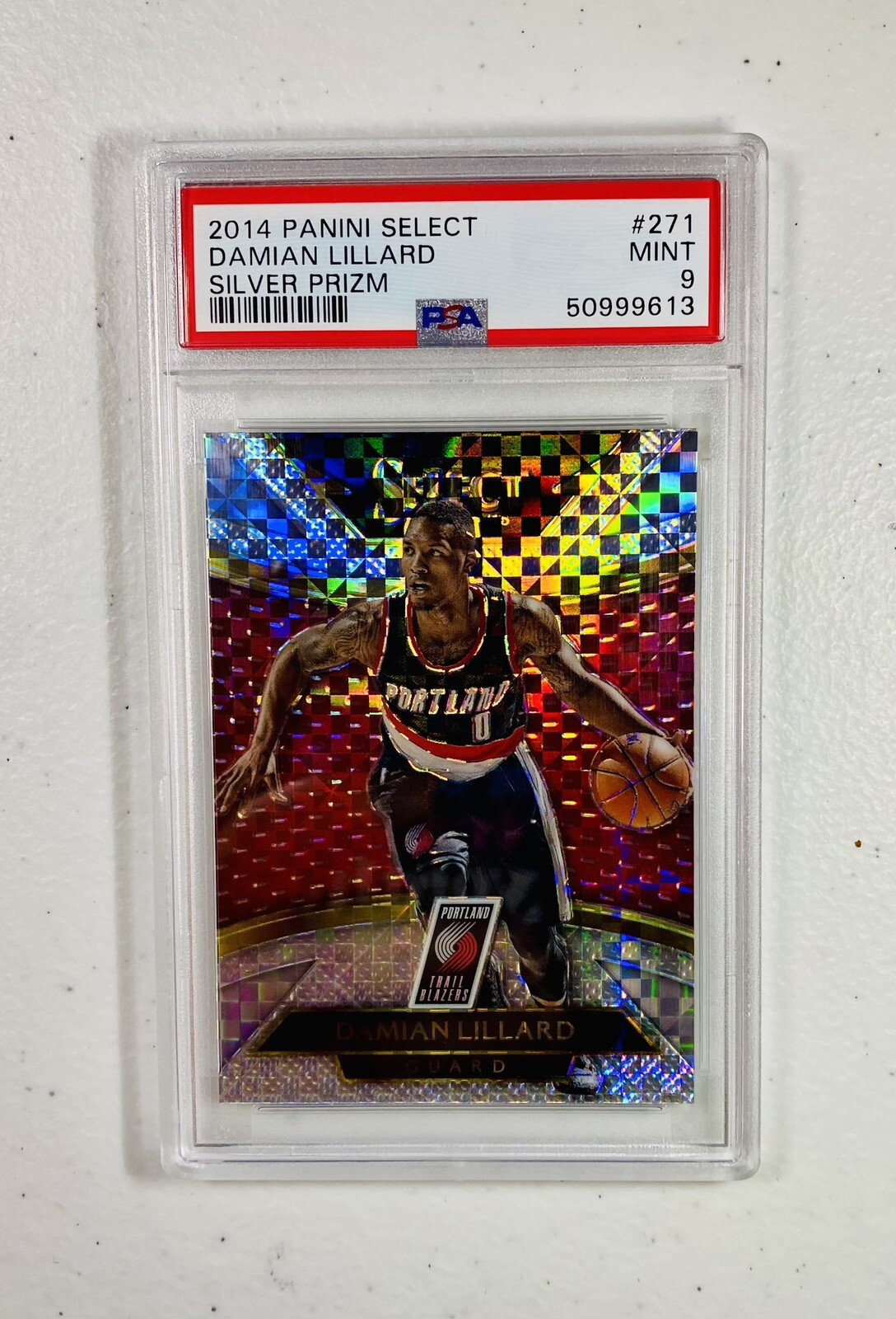 2014-15 PANINI SELECT #271 DAMIAN LILLARD SILVER PRIZM PSA 9 POP 4