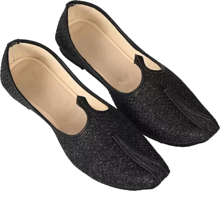 Hombre Jutti Boda Mojari Sherwani Étnico Talla UK 7-11 Khussa Zapato Negro Oro
