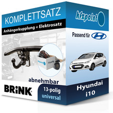 Für Hyundai i10 07- BRINK Anhängerkupplung abnehmbar + 13polig E-Satz neu