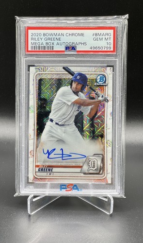 2020 Bowman Chrome RILEY GREENE Mega Box Auto PSA 10 #BMARG RC Detroit Tigers 🔥