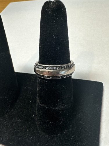 David Yurman Beveled Ring Black Diamond Wedding Band 18k White Gold Sz 7 $5500 - 第 2/5 張圖片