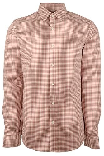 Michael Kors Mens Red Gingham Point Collar Slim Fit Stretch Dress Shirt S thumbnail 4