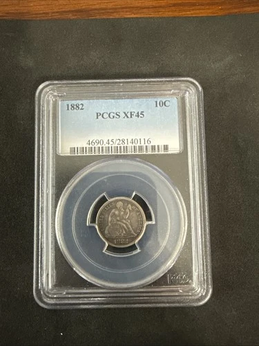 1882 P Seated Liberty Dime PCGS XF 45 Silver Coin