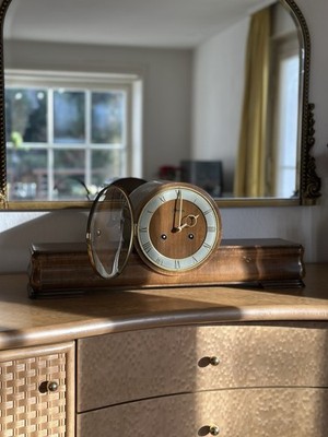 Vintage Kieninger Mechanical Mantel Clock Germany Wooden Case
