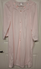 New Women's Shadowline Pink Small 3/4 Sleeve Gown w/ Rose Embroidery 77280 NWT