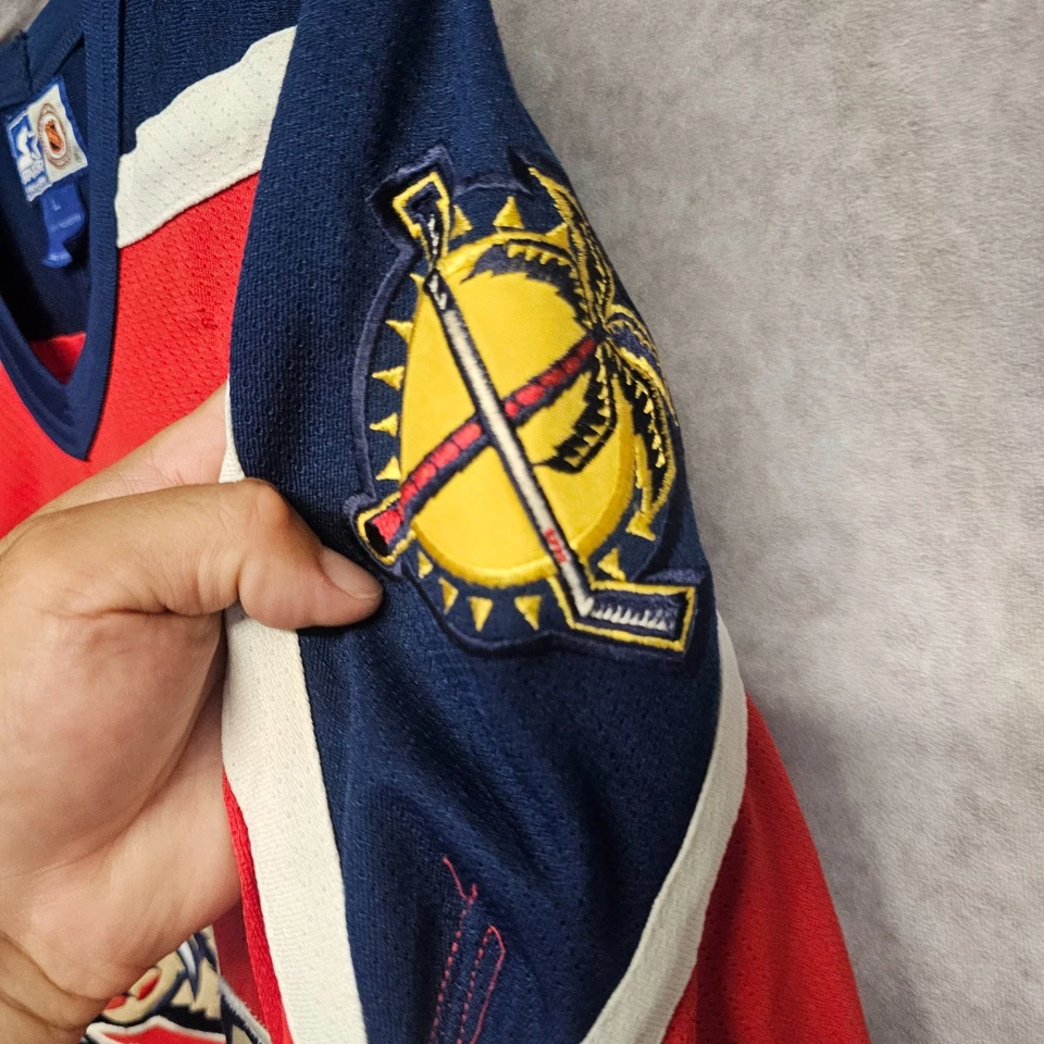 Vintage 90s Starter NHL Florida Panthers John Vanbiesbrouck 34 Red Jersey Mens L - Image 4 of 4