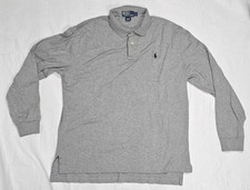 Vintage Polo Ralph Lauren Long Sleeve Polo Shirt Grey Cotton Men's Size L