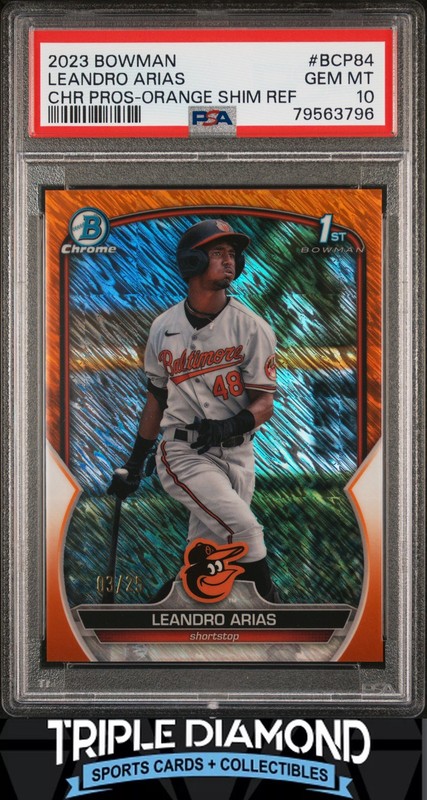2023 Bowman Chrome 1st Leandro Arias Orange Shimmer #03/25 PSA 10 AE272