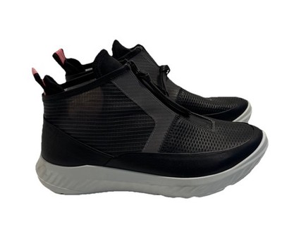 Ecco St1 Lite Women s  Sz 9 Zip Sneakers  High Top Black No Insoles