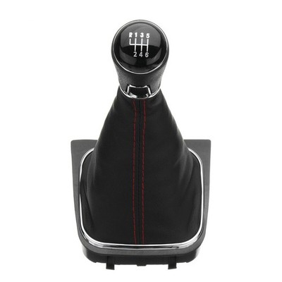 6 Speed Gear Shift Knob W/ Black Leather Boot For Golf MK 5 6 GTI GTD 2004-13
