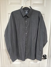Van Heusen Studio Mens XL Slim Fit Long Sleeve Button Up Shirt Gray Multi Check