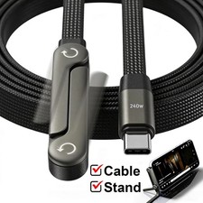 240W Type-C To Type C Cable Elbow Fast Charging Data Cable Foldable Stand Phone