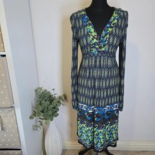 Wallis Boho Print Midi Dress Blue Green Purple Size 14