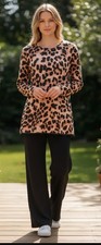 Ladies Size Small Leoaprd Print Top And Black Yoga Pants