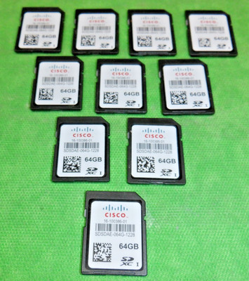 CISCO 16-100386-01 64GB SD FLASH MEMORY CARD SDSDAE-064G-1228 LOT OF 10 PCS