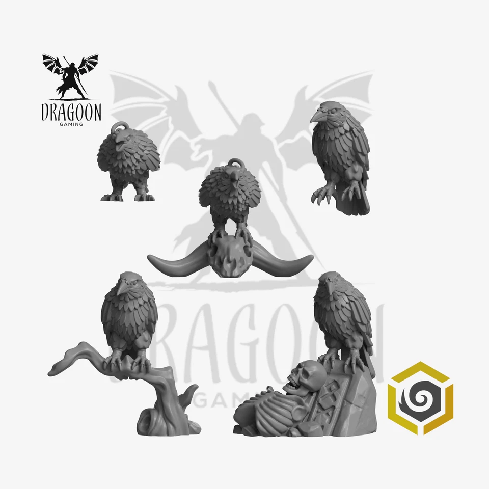 GREYTIDE STUDIOS Primal Hounds Crow Decoration Pack 28mm Conversion Bits For Sci-fi Marines