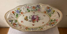 OPENWORK FAIENCE DISH POLYCHROME DECOR MODEL VICTORIA FLOWERS 70s