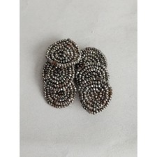 Antique Cut Steel Shoe Clips Pair Faceted Beaded Rosette Women's Vintage Buckles