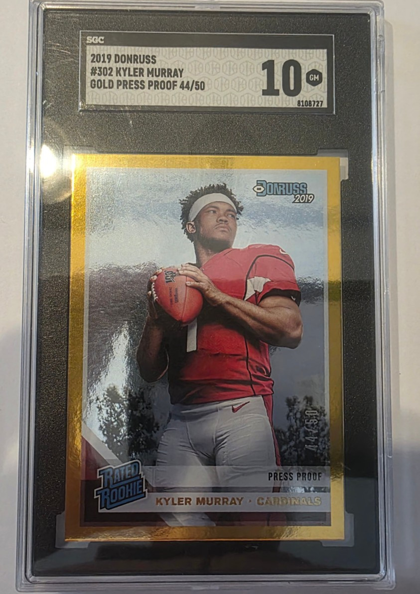 2019 Donruss Kyler Murray Gold Press Proof 44/50 SGC 10