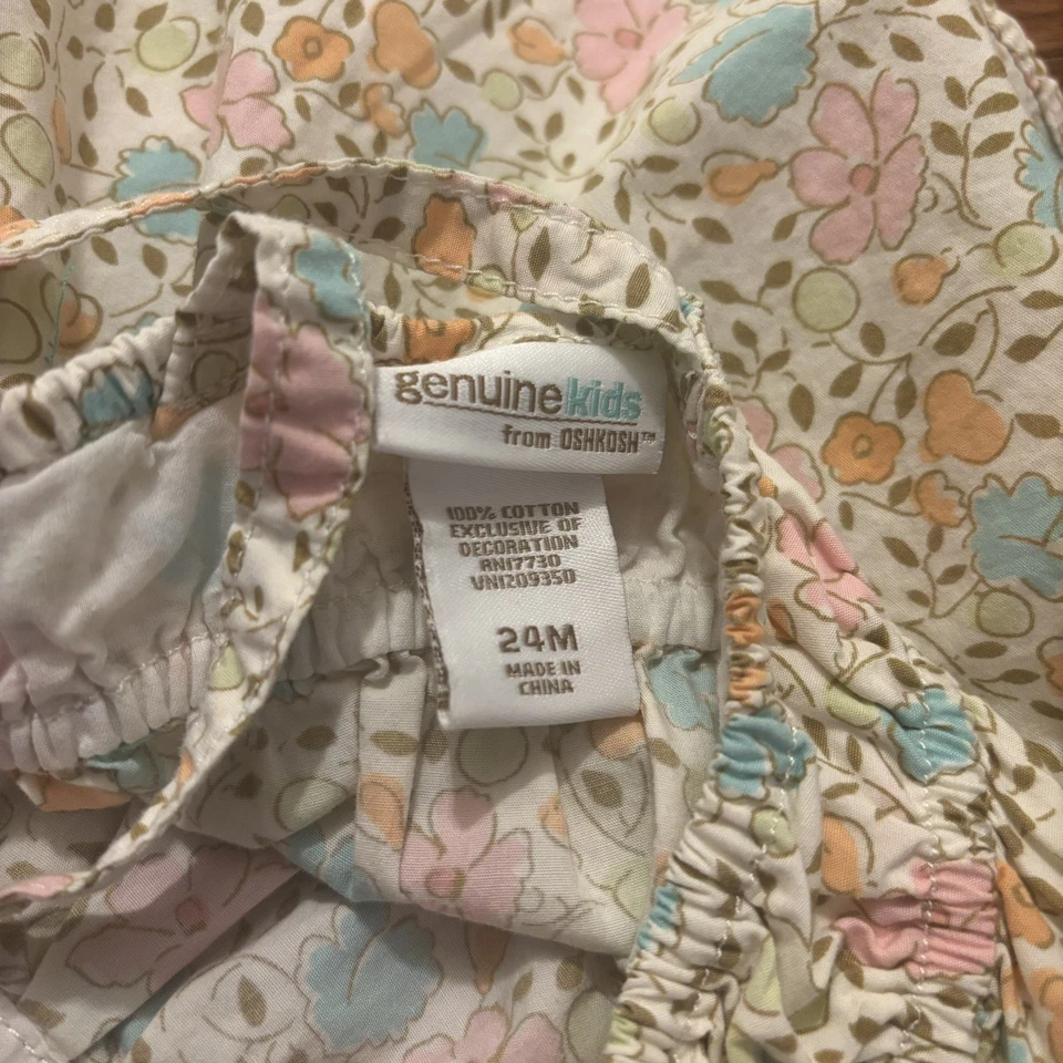 Genuino Niños Oshkosh Niñas Pastel Floral Sun Top 24 Meses Peso Ligero Verano Foto 2 de 4