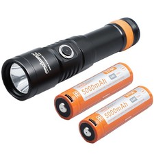 OrcaTorch D710 3000 Lumens Dive Light with 2 Batteries