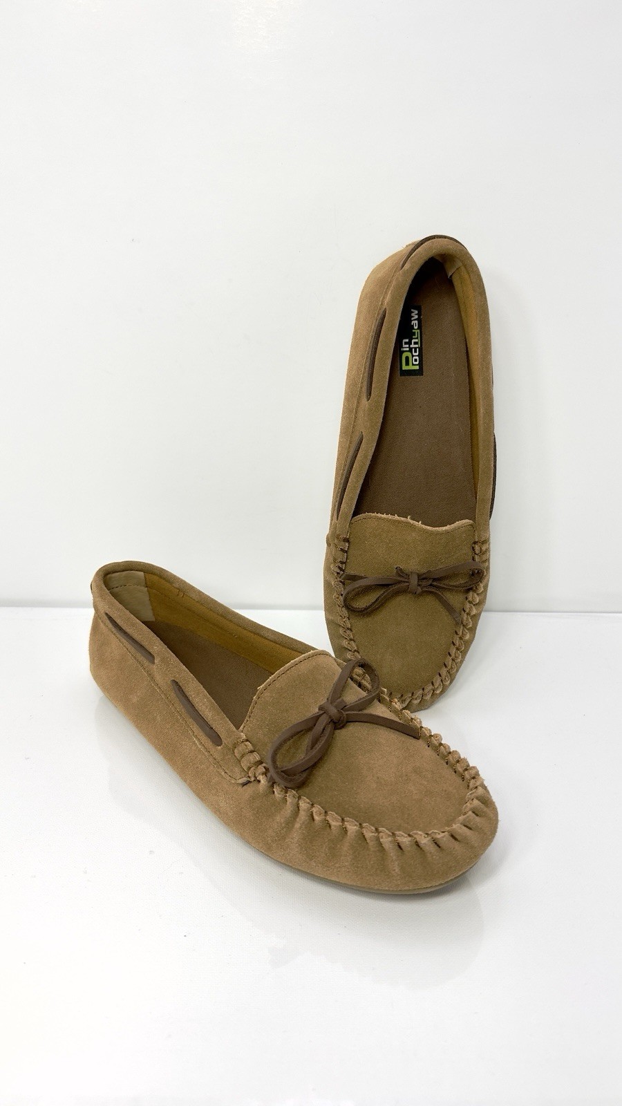 Pochyaw Women’s Suede Moccasins Size 10 Brown Leather Bow Loafers Driving Shoes