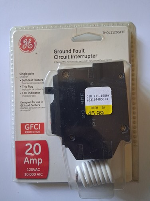 #ad GE THQL1120GFTP 1 Pole 20A Ground Fault Circuit Interrupter With Self Test NIP $29.99