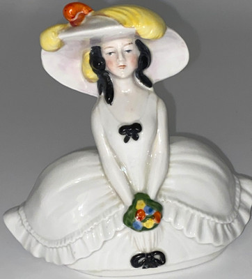 1920s Antique Porcelain Half Doll Roaring Twenties Art Deco 5'' ceramic figure