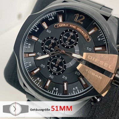 Neu Diesel DZ4309 Groß Mega Chief Schwarz Chronograph Rosenton Quarz Herrenuhr
