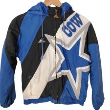 Vintage Apex One Dallas Cowboys NFL Pro Line Kids Puffer Jacket Blue Black L/G