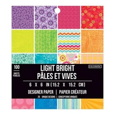 Colorbok Single-Sided Printed Cardstock 6"X6" 100/Pkg-Light Bright