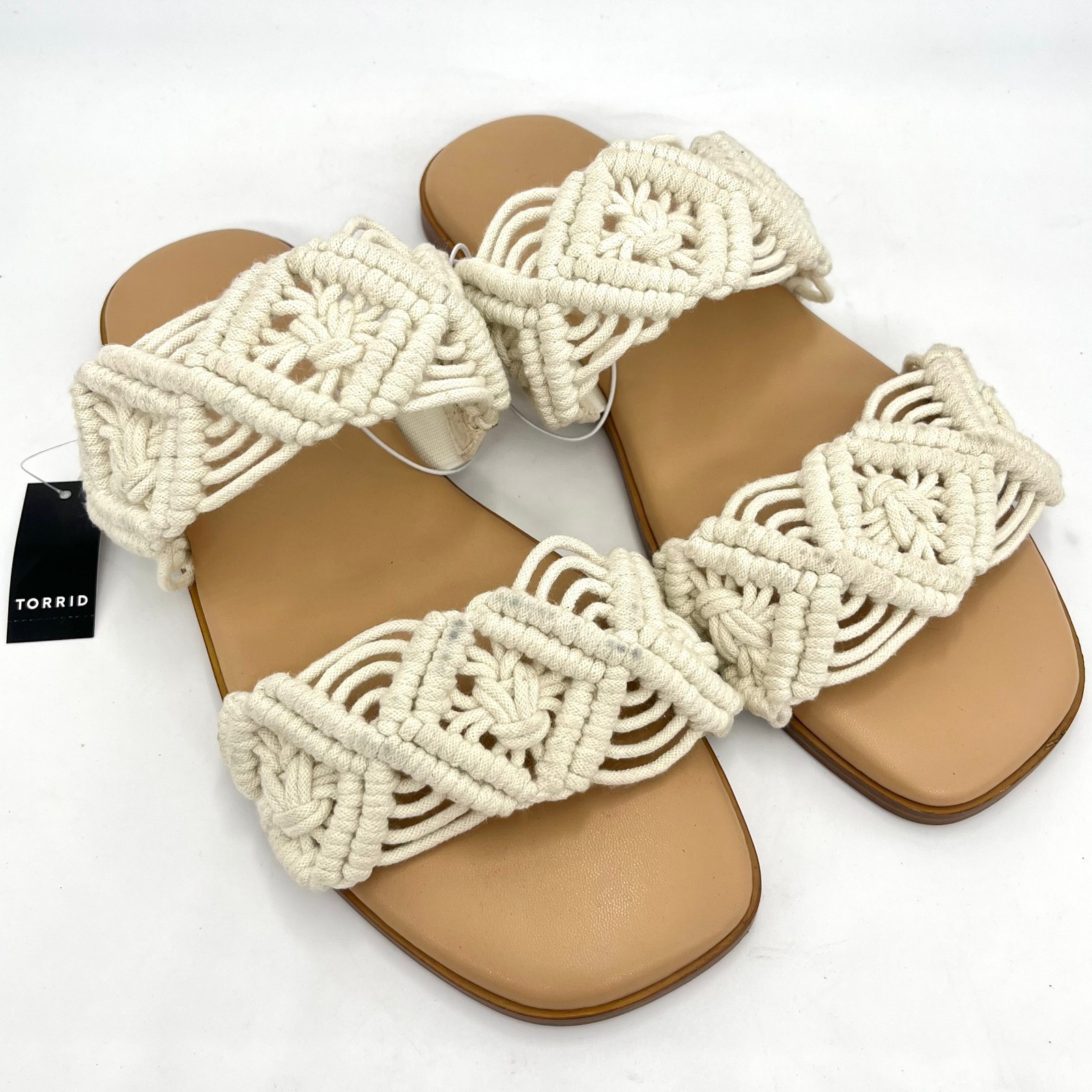 APL Sandali slide a doppia fascia Torrid avorio macramè nuovi taglia 8WW