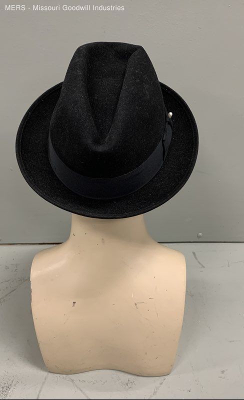 Bee Custom Made Black Solid Ribbon Fedora Hat - image 2