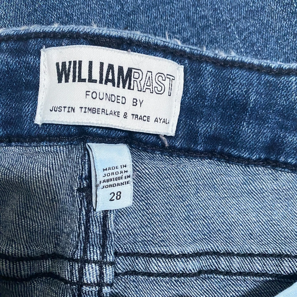 Pantalones de mezclilla ajustados William Rast Perfect para mujer 28 lavado medio retazos dobladillo crudo Foto 4 de 4