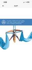 aum active Aerial Silks Starter Kit Durable 9 Yards of Aerial Yoga Hammock Blue