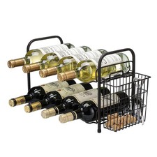Drincarier Wine Rack, 2-Tier 8 Bottles Wine Racks with Cork Holder Countertop...