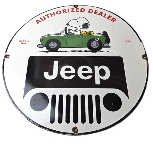 Vintage Jeep Sign - Snoopy Off Road Gas Pump Service Porcelain Sign