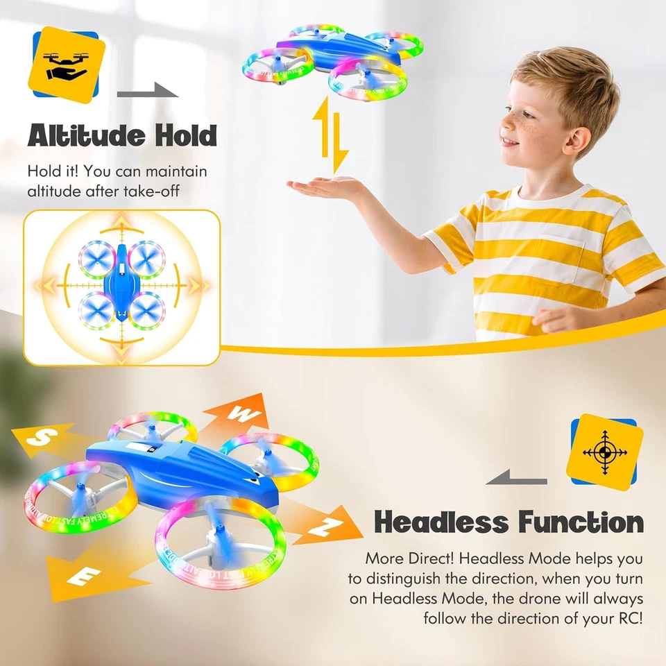 Drones for Kids with LED Lights, 3D Flip, Altitude Hold, Headless Mode - Image 4 of 4